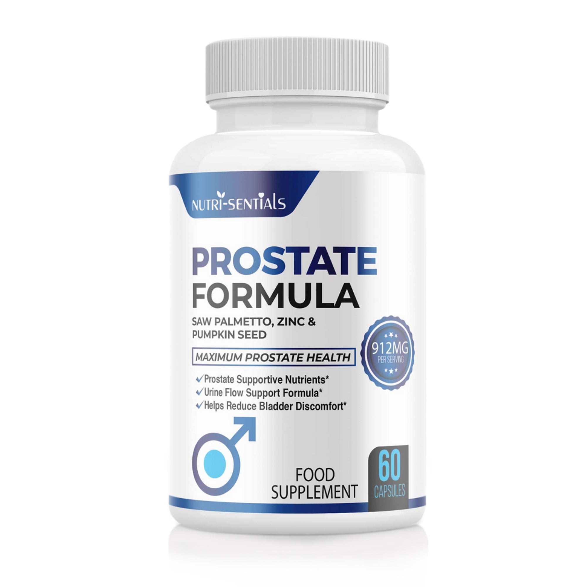 Prostate Support Supplement, 33 Herbs to Support Prostate Health, Urine Flow and Reduce Bladder Discomfort — Saw Palmetto, Zinc, Pumpkin Seed, Nettle, Pygeum, Vitamins — 60 Capsules