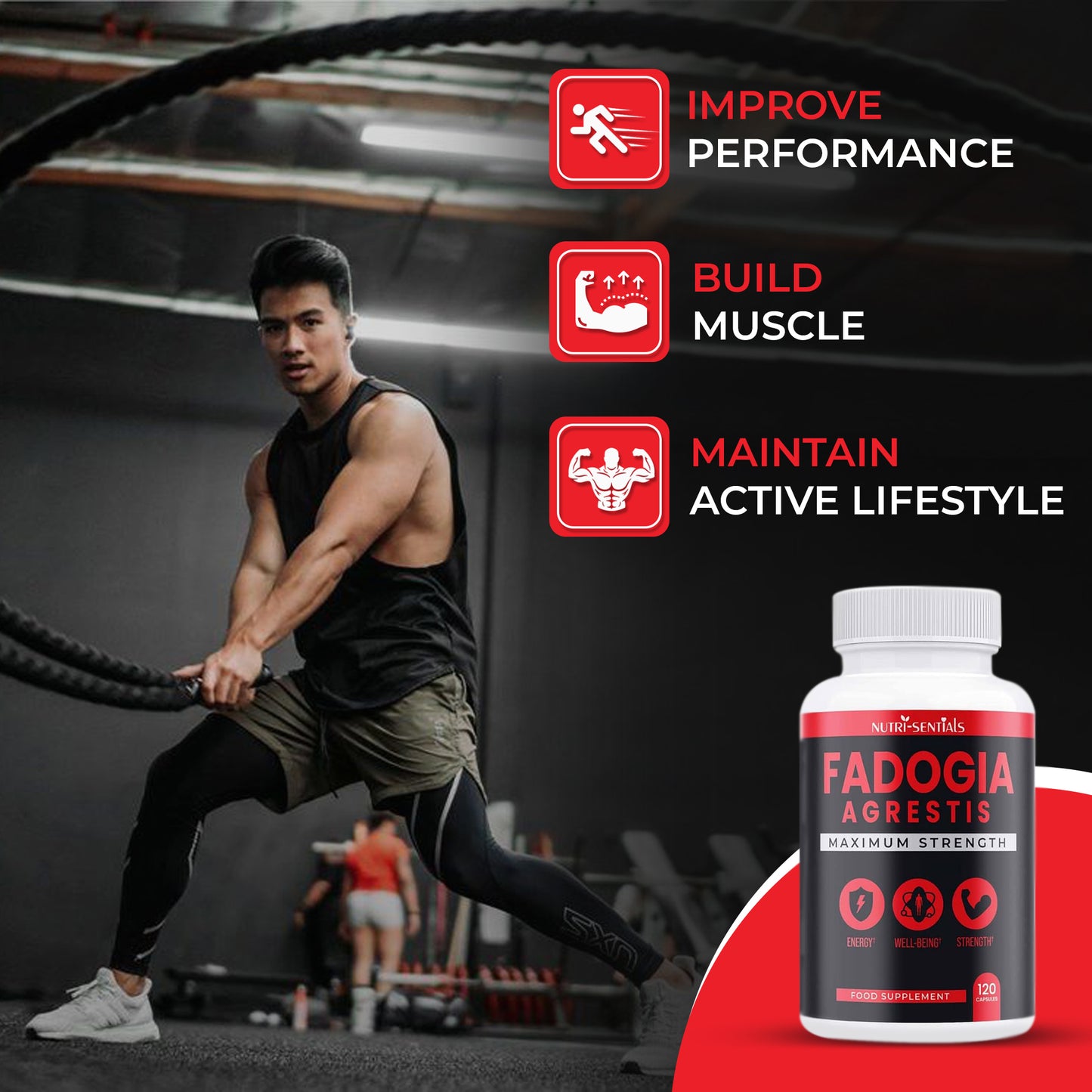 Fadogia Agrestis 1000mg Maximum Strength 120 Capsules - Fadogia Agrestis Supplements, Athletic Performance & Muscle Mass