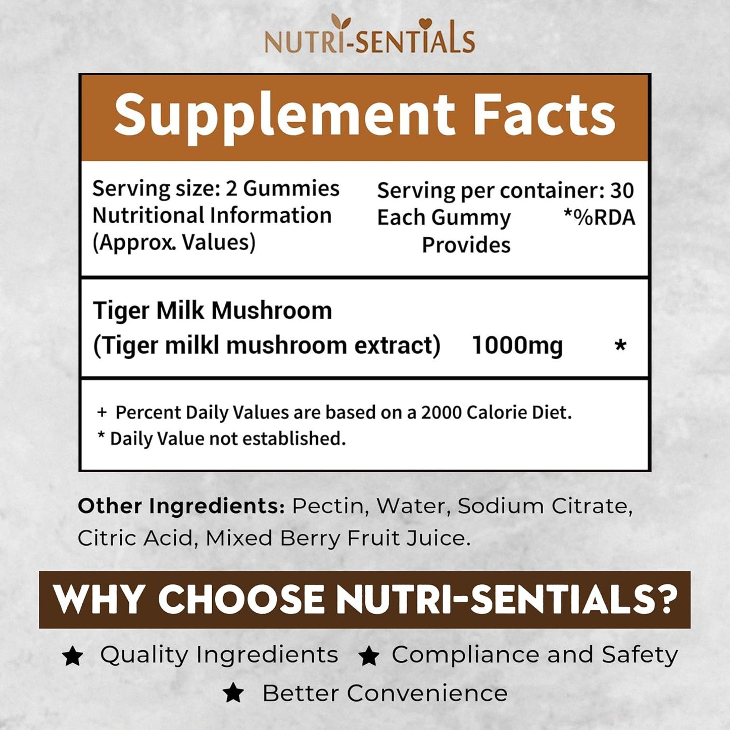 Tiger Milk Mushroom Gummies – High-Strength Dietary Supplement for Immune Support and General Wellness, 1000mg, 60 Count